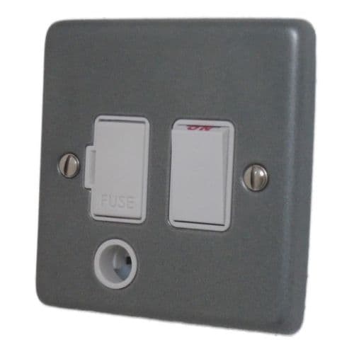 G&H CP56W Standard Plate Pewter 1 Gang Fused Spur 13A Switched & Flex Outlet