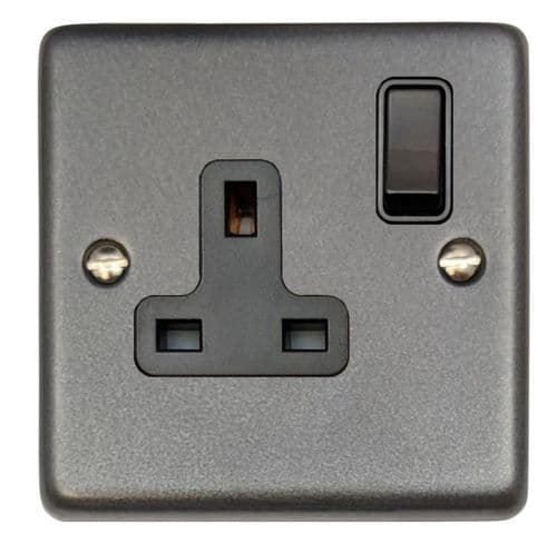 G&H CP9B Standard Plate Pewter 1 Gang Single 13A Switched Plug Socket