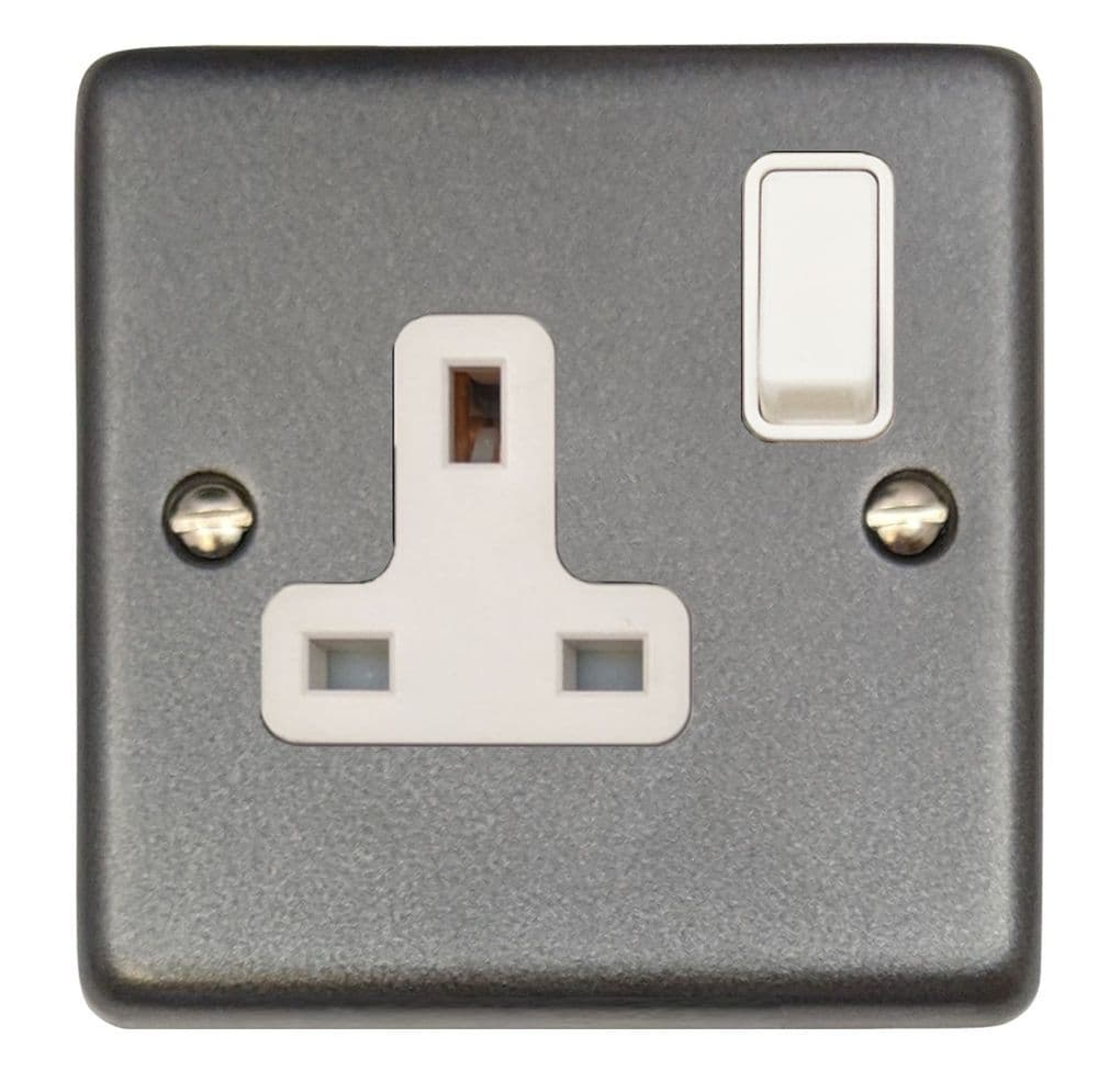 G&H CP9W Standard Plate Pewter 1 Gang Single 13A Switched Plug Socket