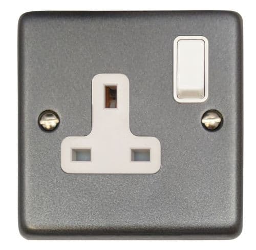 G&H CP9W Standard Plate Pewter 1 Gang Single 13A Switched Plug Socket