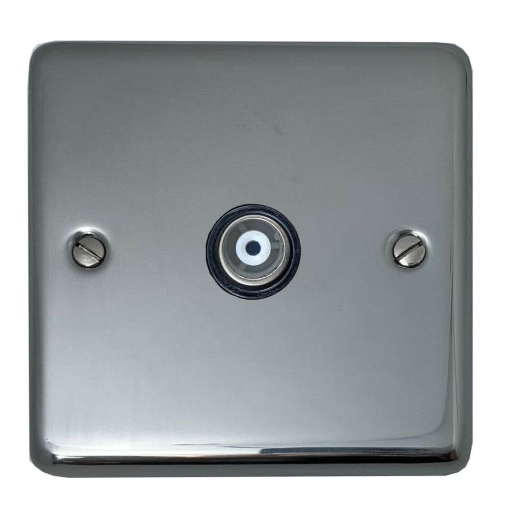 G&H CPS35B Standard Plate Polished Steel 1 Gang TV Coax Socket Point