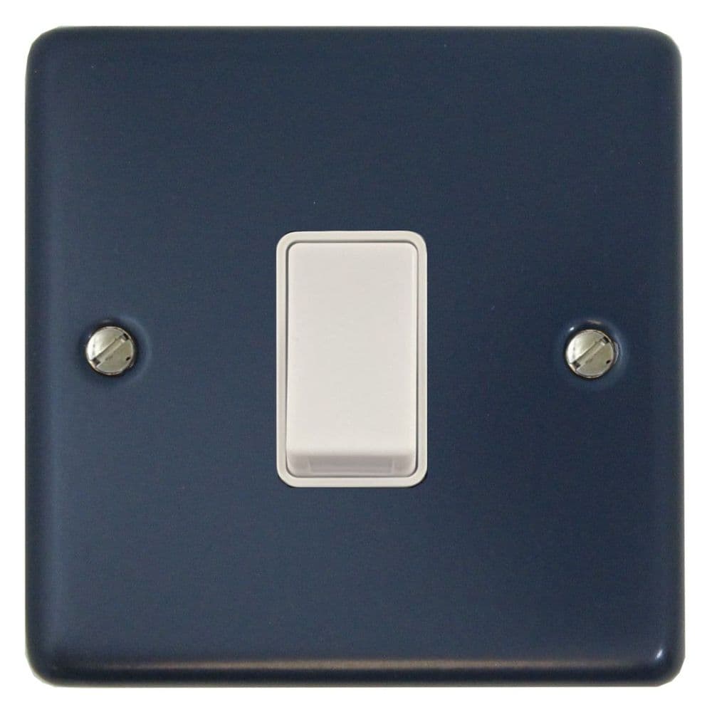 G&H CRB1W Standard Plate Blue 1 Gang 1 or 2 Way Rocker Light Switch