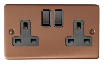 G&H CRG10B Standard Plate Rose Gold 2 Gang Double 13A Switched Plug Socket