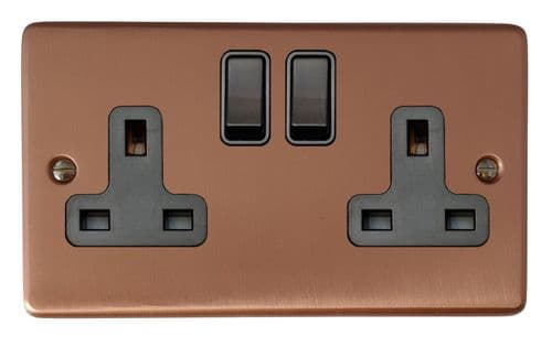 G&H CRG10B Standard Plate Rose Gold 2 Gang Double 13A Switched Plug Socket