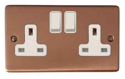 G&H CRG10W Standard Plate Rose Gold 2 Gang Double 13A Switched Plug Socket