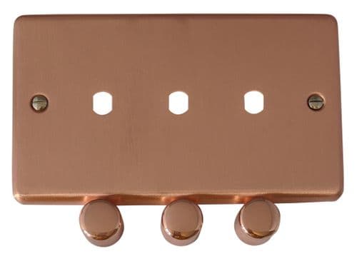 G&H CRG13-PK Standard Plate Rose Gold 3 Gang Dimmer Plate Only inc Dimmer Knobs