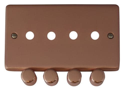 G&H CRG14-PK Standard Plate Rose Gold 4 Gang Dimmer Plate Only inc Dimmer Knobs