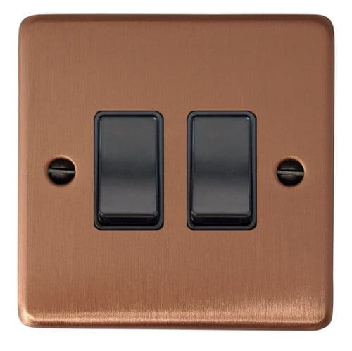 G&H CRG2B Standard Plate Rose Gold 2 Gang 1 or 2 Way Rocker Light Switch