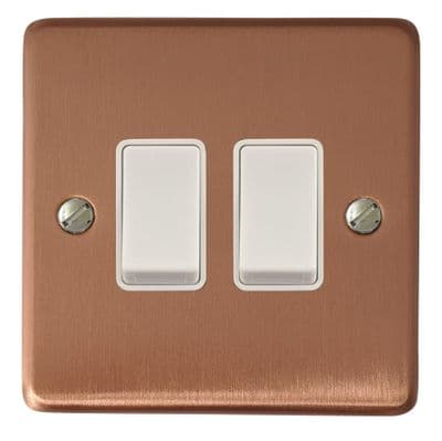 G&H CRG2W Standard Plate Rose Gold 2 Gang 1 or 2 Way Rocker Light Switch