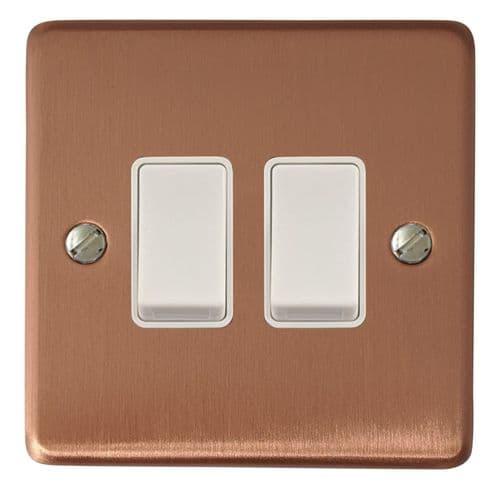 G&H CRG2W Standard Plate Rose Gold 2 Gang 1 or 2 Way Rocker Light Switch