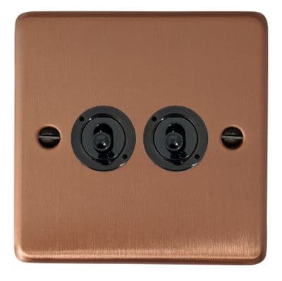 G&H CRG382-FBK Standard Plate Rose Gold 2 Gang 1 or 2 Way Toggle Light Switch