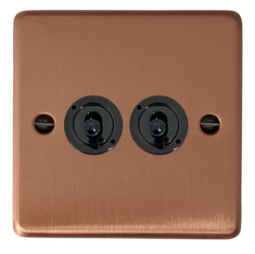G&H CRG382-FBK Standard Plate Rose Gold 2 Gang 1 or 2 Way Toggle Light Switch