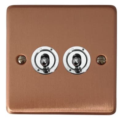G&H CRG382-PC Standard Plate Rose Gold 2 Gang 1 or 2 Way Toggle Light Switch