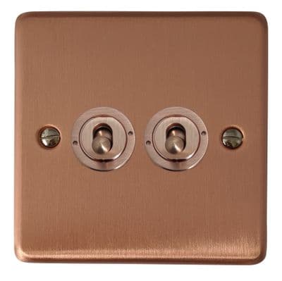 G&H CRG382-RG Standard Plate Rose Gold 2 Gang 1 or 2 Way Toggle Light Switch