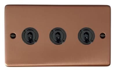 G&H CRG383-FBK Standard Plate Rose Gold 3 Gang 1 or 2 Way Toggle Light Switch