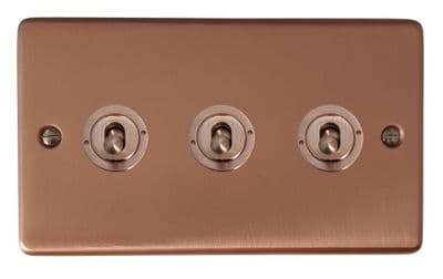 G&H CRG383-RG Standard Plate Rose Gold 3 Gang 1 or 2 Way Toggle Light Switch