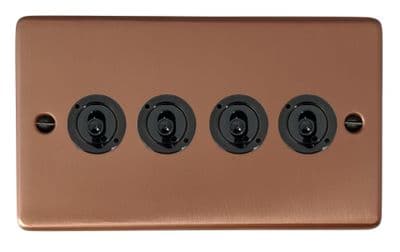 G&H CRG384-FBK Standard Plate Rose Gold 4 Gang 1 or 2 Way Toggle Light Switch