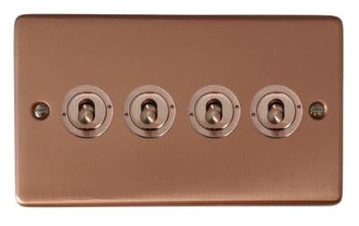 G&H CRG384-RG Standard Plate Rose Gold 4 Gang 1 or 2 Way Toggle Light Switch
