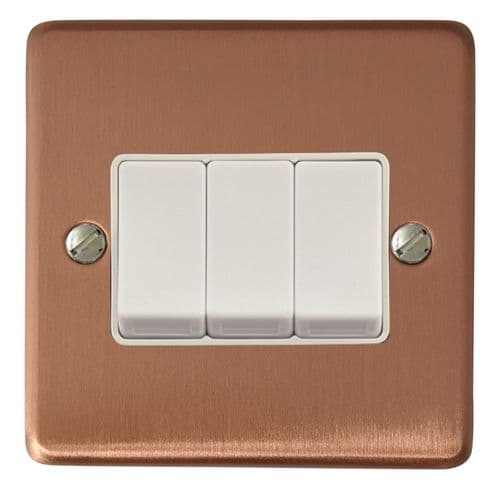 G&H CRG3W Standard Plate Rose Gold 3 Gang 1 or 2 Way Rocker Light Switch