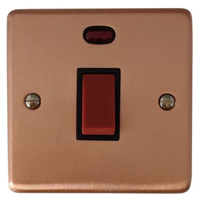 G&H CRG46B Standard Plate Rose Gold 45 Amp DP Cooker Switch & Neon Single Plate