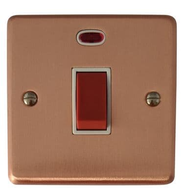G&H CRG46W Standard Plate Rose Gold 45 Amp DP Cooker Switch & Neon Single Plate