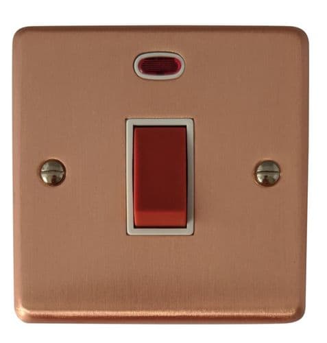 G&H CRG46W Standard Plate Rose Gold 45 Amp DP Cooker Switch & Neon Single Plate