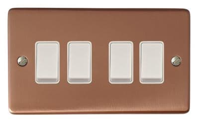 G&H CRG4W Standard Plate Rose Gold 4 Gang 1 or 2 Way Rocker Light Switch