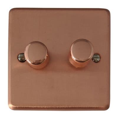 G&H CRG522 Standard Plate Rose Gold 2 Gang 1 or 2 Way LED Dimmer Switch