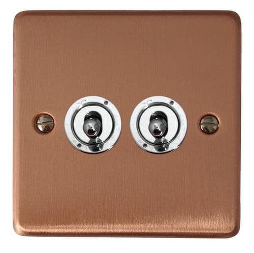 G&H CRG82A-PC Standard Plate Rose Gold 2 Gang 1 x 2 Way 1 x Intermediate Toggle Light Switch