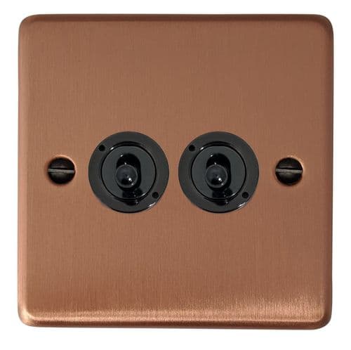 G&H CRG82C-FBK Standard Plate Rose Gold 2 Gang Intermediate Toggle Light Switch