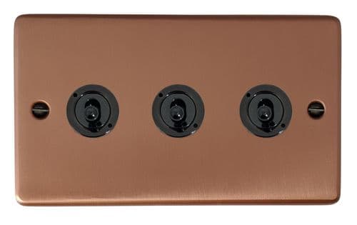 G&H CRG83D-FBK Standard Plate Rose Gold 3 Gang Intermediate Toggle Light Switch