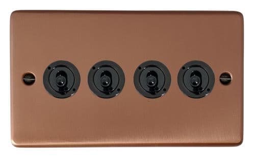 G&H CRG84C-FBK Standard Plate Rose Gold 4 Gang 2 x 2 Way 2 x Intermediate Toggle Light Switch