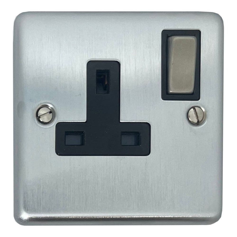G&H CSC309 Standard Plate Satin Chrome 1 Gang Single 13A Switched Plug ...