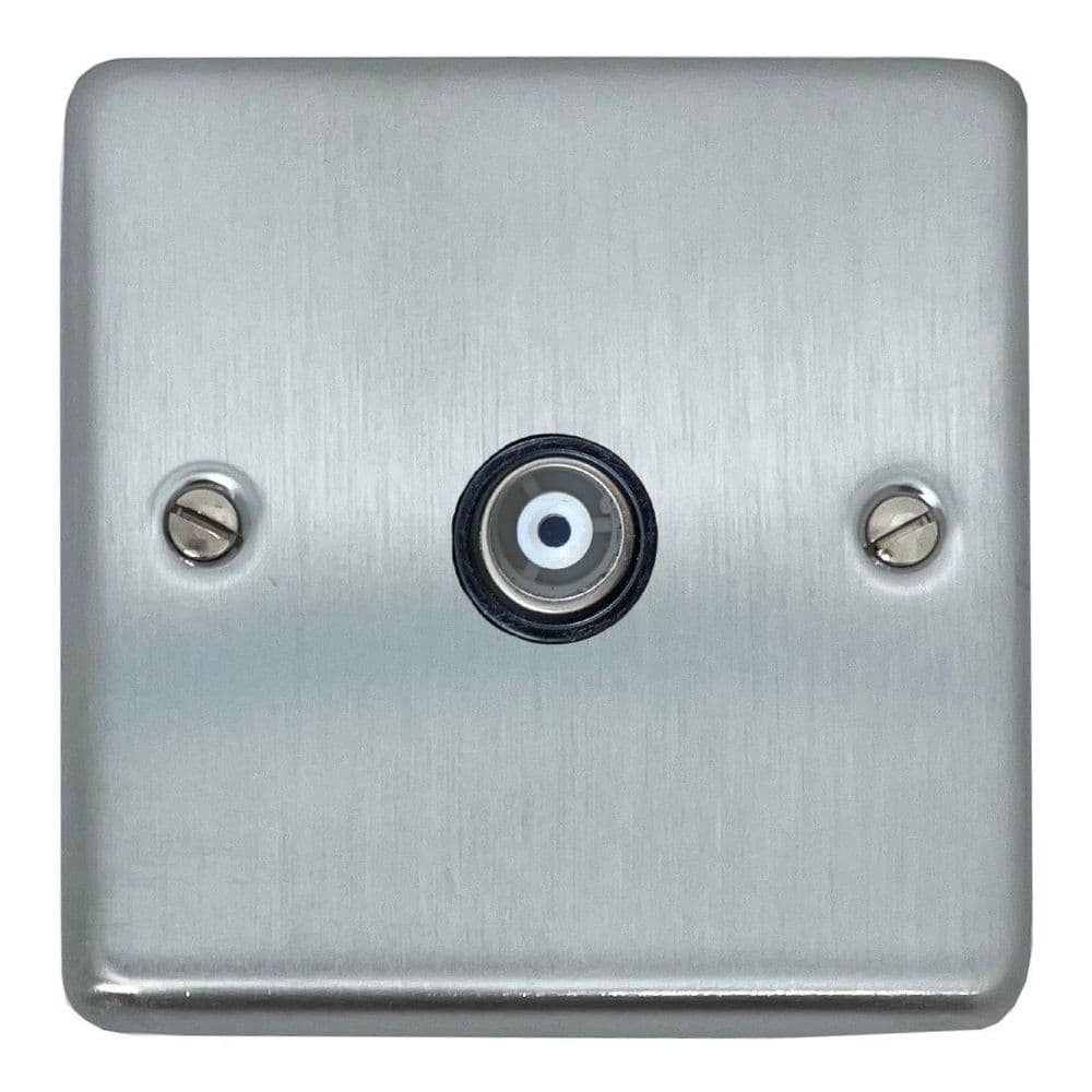 G&H CSC35B Standard Plate Satin Chrome 1 Gang TV Coax Socket Point
