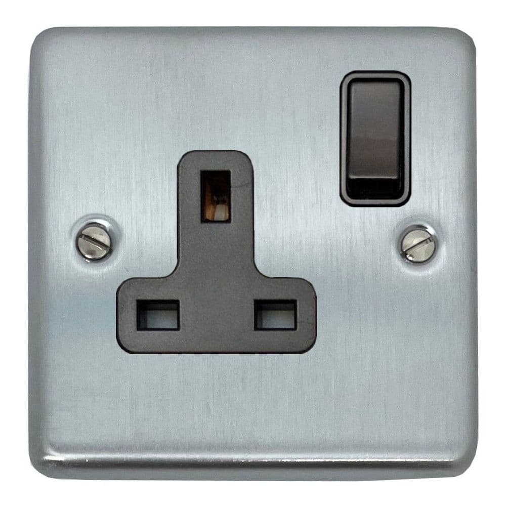 G&H CSC9B Standard Plate Satin Chrome 1 Gang Single 13A Switched Plug ...