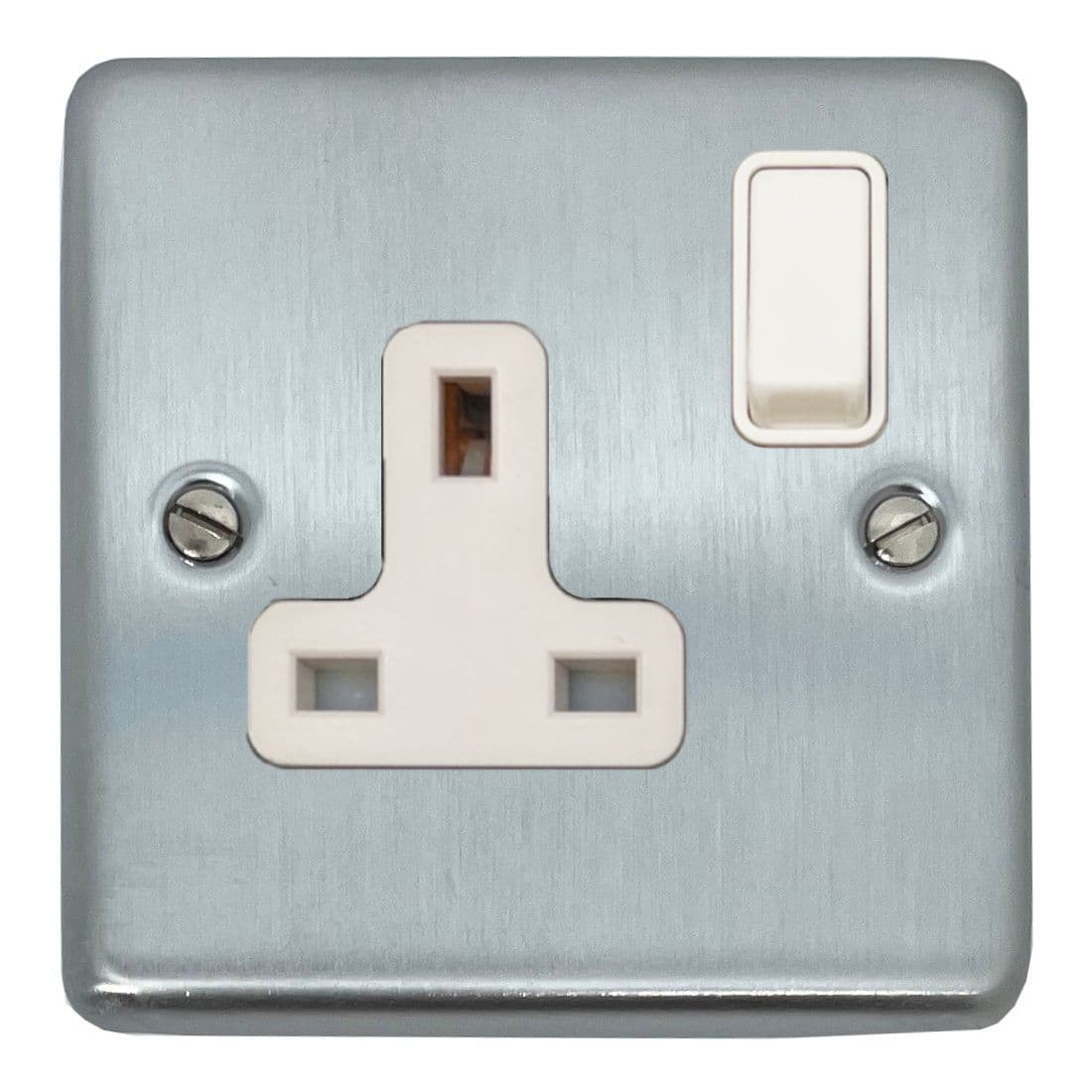 G&H CSC9W Standard Plate Satin Chrome 1 Gang Single 13A Switched Plug ...