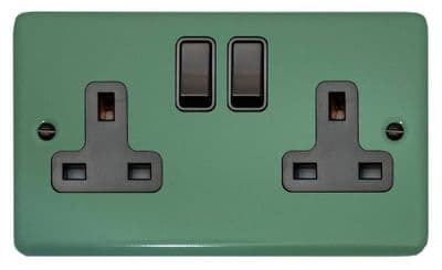 G&H CSG10B Standard Plate Sage Green 2 Gang Double 13A Switched Plug Socket