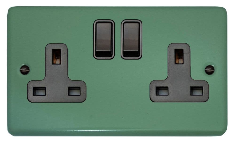 G&H CSG10B Standard Plate Sage Green 2 Gang Double 13A Switched Plug Socket