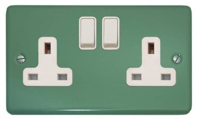 G&H CSG10W Standard Plate Sage Green 2 Gang Double 13A Switched Plug Socket