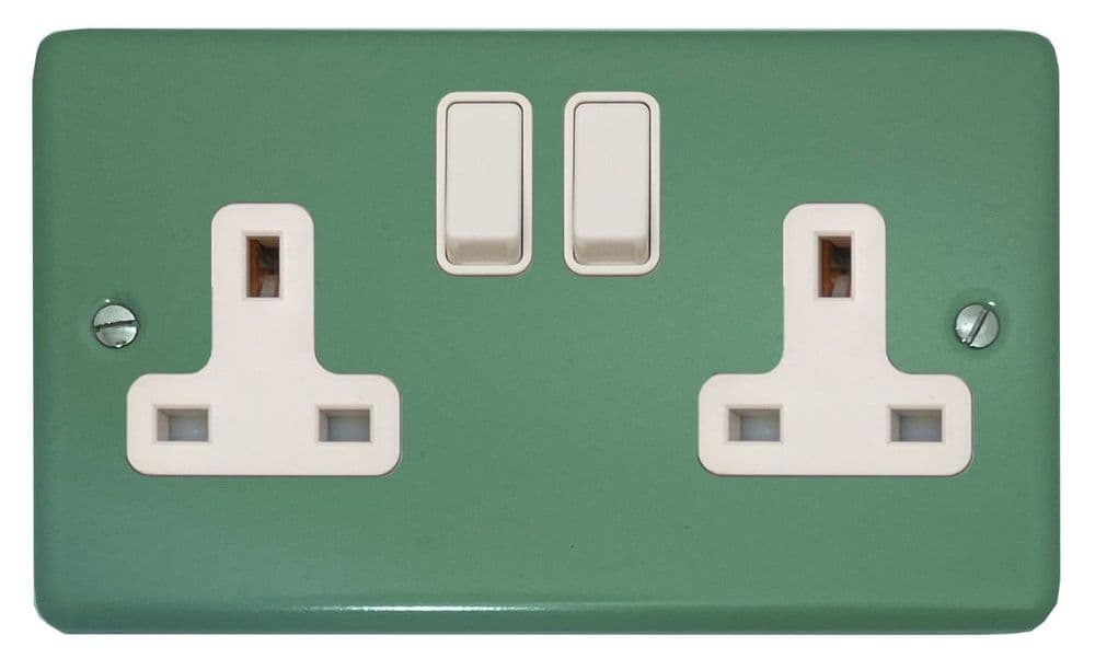 G&H CSG10W Standard Plate Sage Green 2 Gang Double 13A Switched Plug Socket