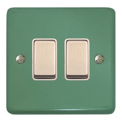 G&H CSG202-SC Standard Plate Sage Green 2 Gang 1 or 2 Way Rocker Light Switch