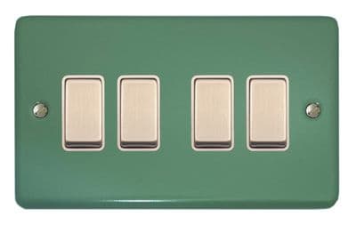 G&H CSG204-SC Standard Plate Sage Green 4 Gang 1 or 2 Way Rocker Light Switch