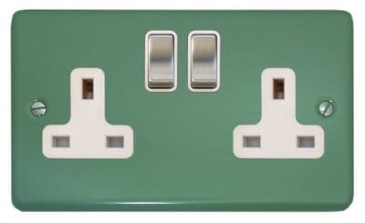 G&H CSG210-SC Standard Plate Sage Green 2 Gang Double 13A Switched Plug Socket