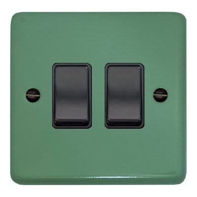G&H CSG2B Standard Plate Sage Green 2 Gang 1 or 2 Way Rocker Light Switch