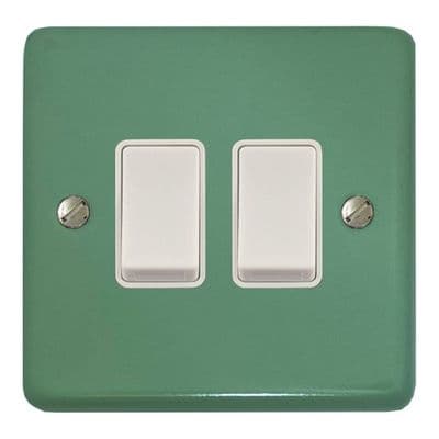 G&H CSG2W Standard Plate Sage Green 2 Gang 1 or 2 Way Rocker Light Switch