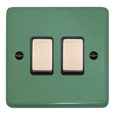 G&H CSG302-SC Standard Plate Sage Green 2 Gang 1 or 2 Way Rocker Light Switch