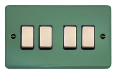 G&H CSG304-SC Standard Plate Sage Green 4 Gang 1 or 2 Way Rocker Light Switch