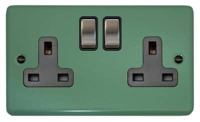 G&H CSG310-SC Standard Plate Sage Green 2 Gang Double 13A Switched Plug Socket