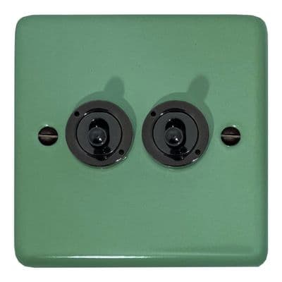 G&H CSG382-FBK Standard Plate Sage Green 2 Gang 2 Way Toggle Light Switch