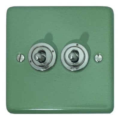 G&H CSG382-SS Standard Plate Sage Green 2 Gang 1 or 2 Way Toggle Light Switch